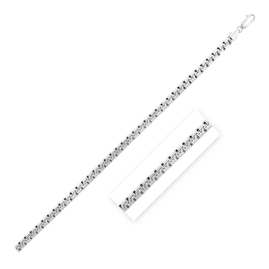 Sterling Silver Rhodium Plated Greek Box Chain 5.5mm