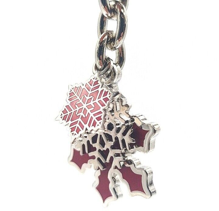 COACH Vintage Red Enamel Multi Snowflake Keychain Fob Purse Charm-#7322-Rare