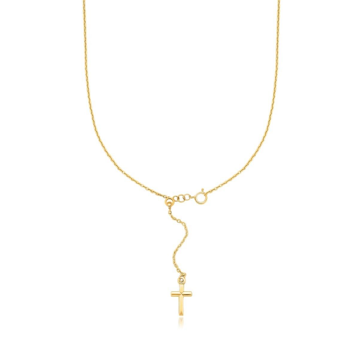 14K Yellow Gold Adjustable Cross Necklace