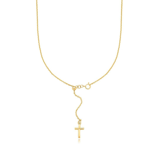 14K Yellow Gold Adjustable Cross Necklace