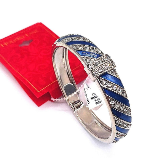 50% off! MACY'S Holiday Lane Pave Blue Silver Cubic Zirconia CZ Bangle Bracelet