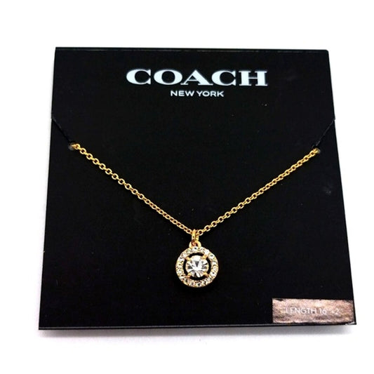 COACH Pave Halo Necklace in Gold NWT $125