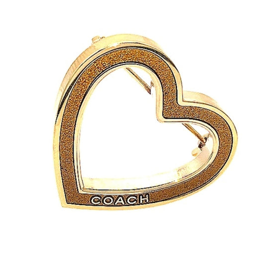 COACH Vintage Crushed Gold Heart Pin Brooch in Gold Tone-Purse Backpack Charm