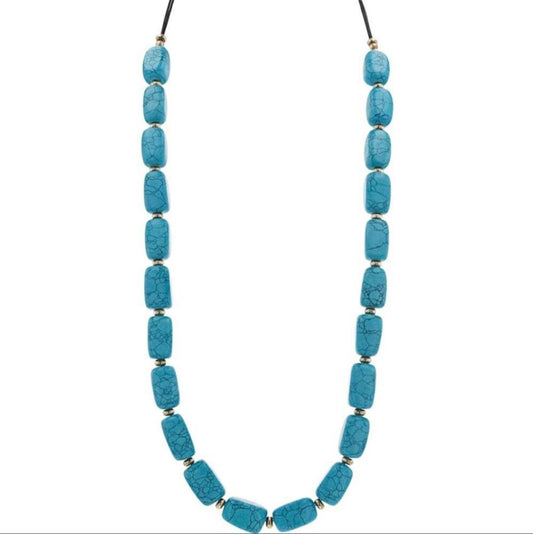 NEW CHICO'S 32" Turquoise Statement Stone Necklace