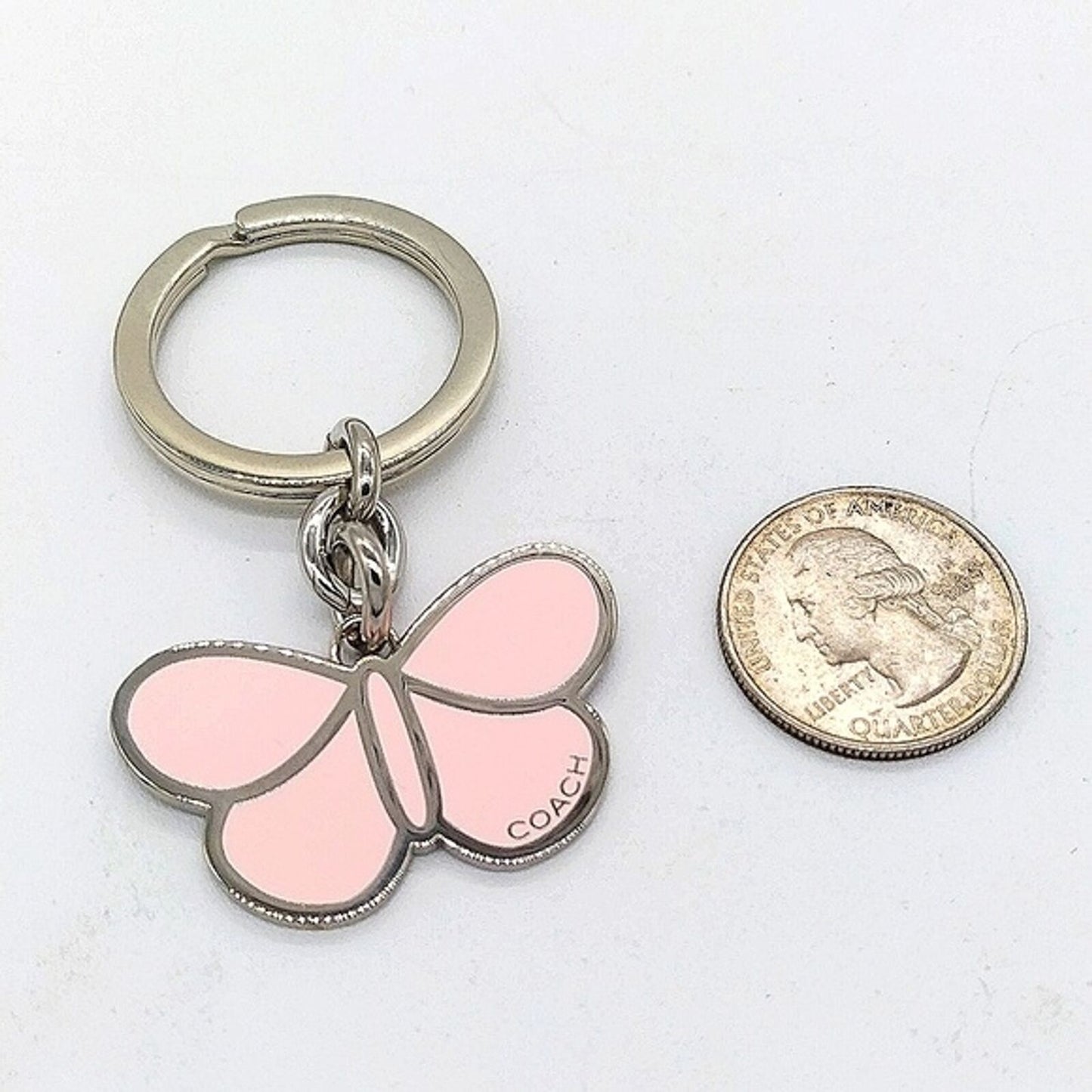 Rare COACH Butterfly Keychain Fob Purse Charm in Pastel Pink