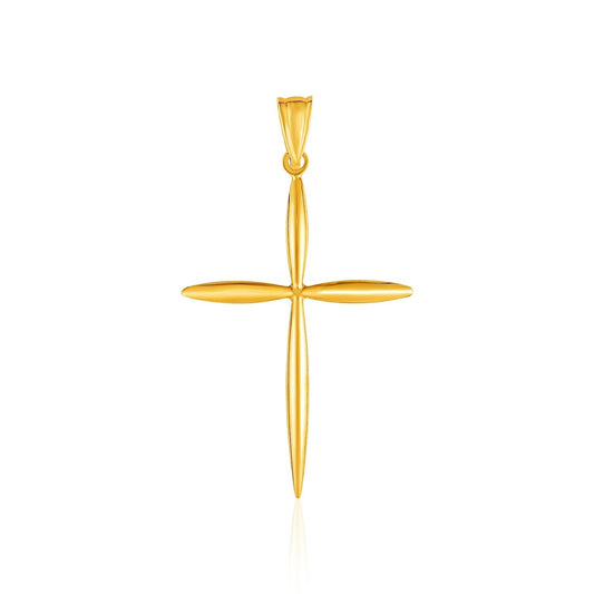 14k Yellow Gold Rounded and Pointed Cross Pendant