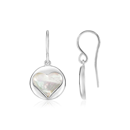 Sterling Silver Heart Cutout Earrings with Mother of Pearl