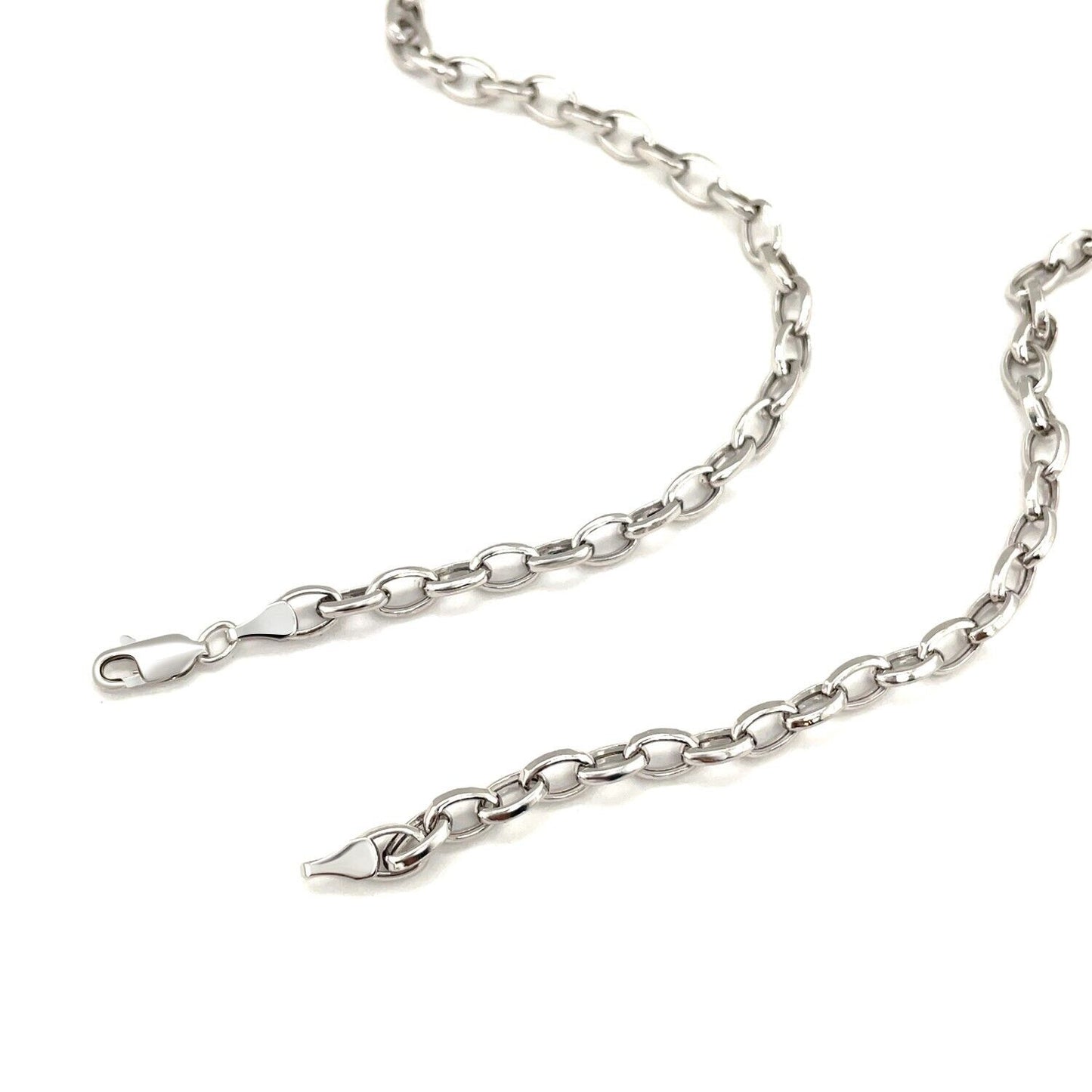 4.6mm 14k White Gold Oval Rolo Chain