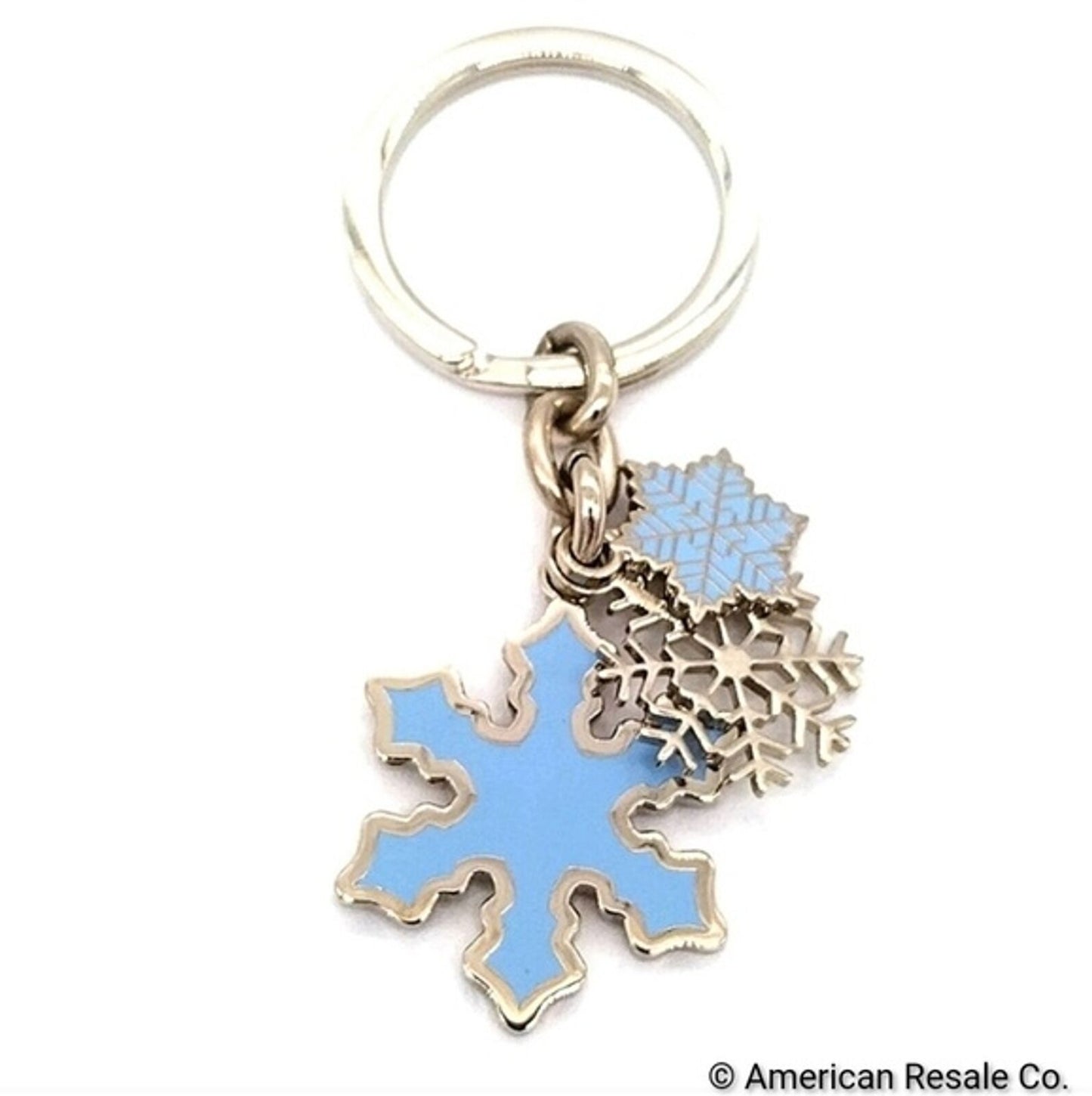 $68 COACH Vintage Sky Blue Multi Snowflake Keychain Fob Purse Charm #7322
