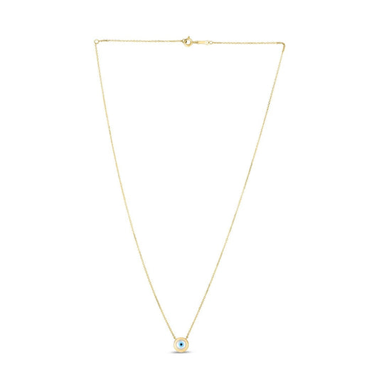 14k Yellow Gold MOP Evil Eye Necklace