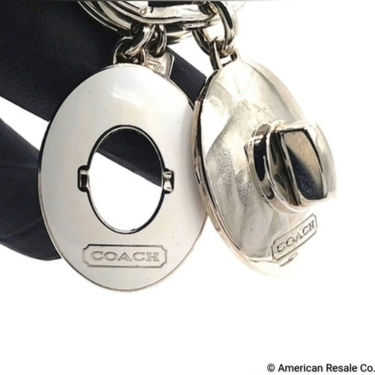 JUST IN! $98 COACH Vintage White Dual Fob Keychain Purse Charm Key ring-Rare