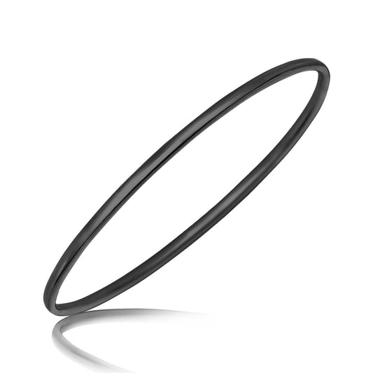 Sterling Silver Ruthenium Plated Slim Style Polished Bangle