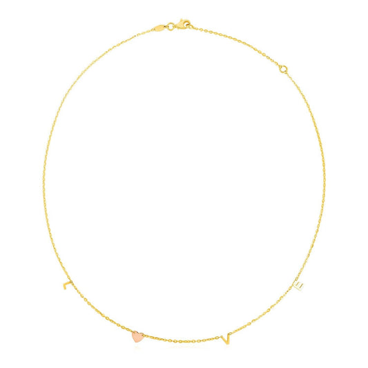 14k Two Tone Gold Love Necklace