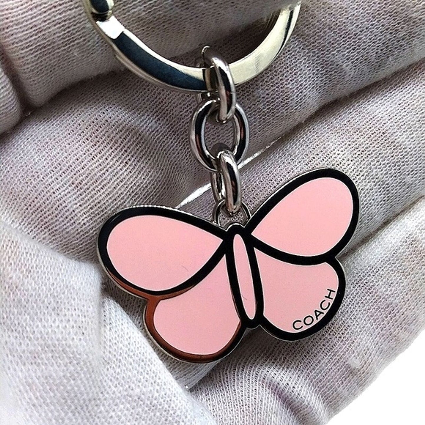 Rare COACH Butterfly Keychain Fob Purse Charm in Pastel Pink