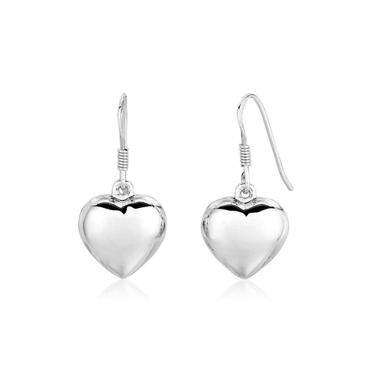 Sterling Silver Polished Heart Dangle Earrings