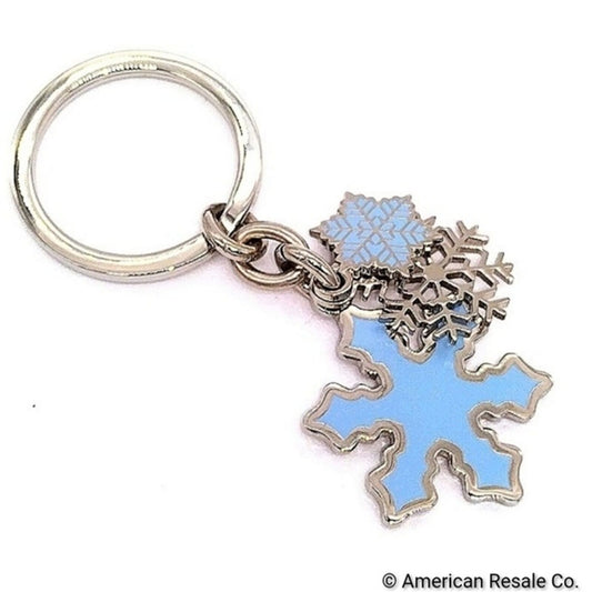 $68 COACH Vintage Sky Blue Multi Snowflake Keychain Fob Purse Charm #7322