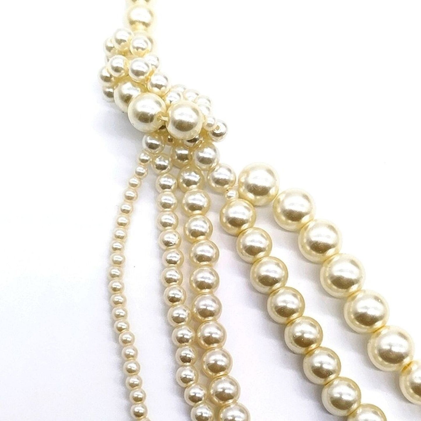 Rare ISAAC MIZRAHI LIVE 5 Strand layered Cream White Pearl Statement Necklace