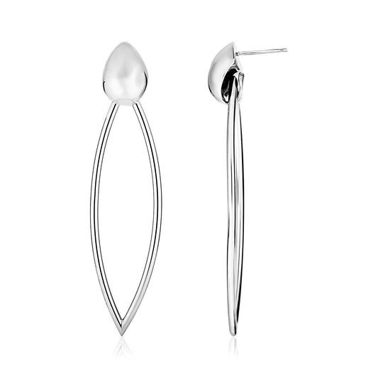 Sterling Silver Polished Open Marquise Dangle Earrings