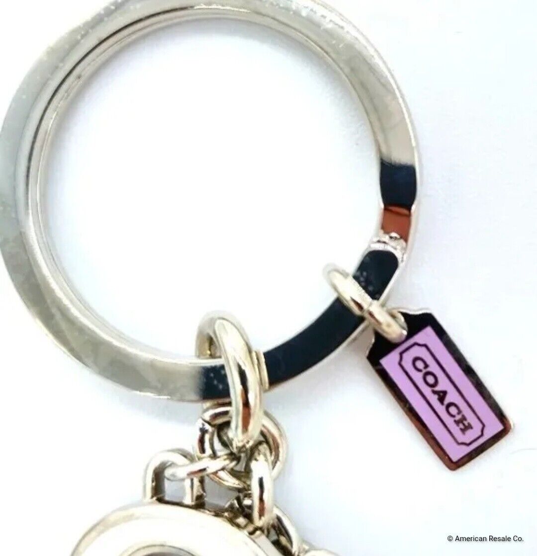 Rare COACH Pastel Colors Signature Multi Charm Keychain Key Ring Fob Purse Charm