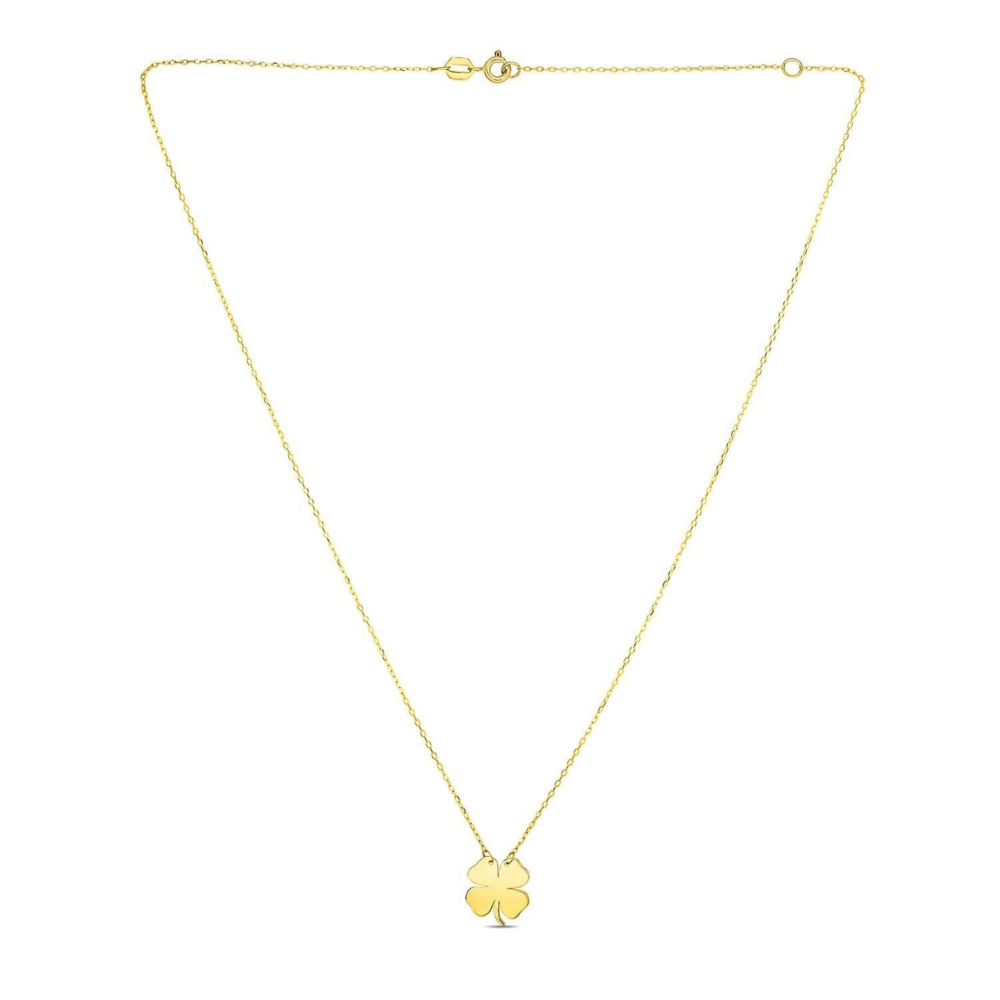 14K Yellow Gold Four Leaf Clover Necklace
