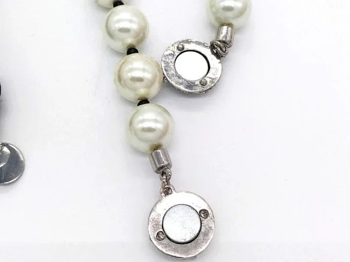 White House Black Market Faux Pearl Two Piece  Necklace Set  CZ $90 Retail 