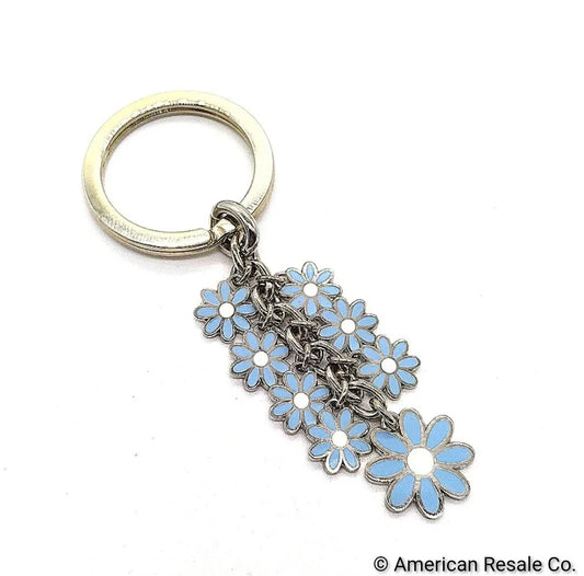 JUST IN! Vintage COACH Sky Blue Daisy Flowers Enamel Purse Charm Keychain Fob