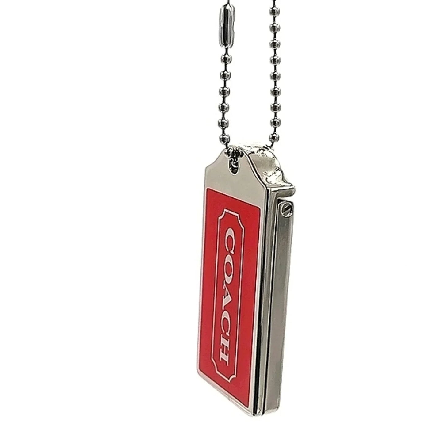 Coach Orange Tangerine Keychain Key Fob Purse Charm Hangbag Tag with Mirror 