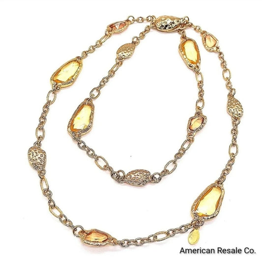 CHICO's Citrine Gemstone Statement Layered Convertible Necklace in Gold