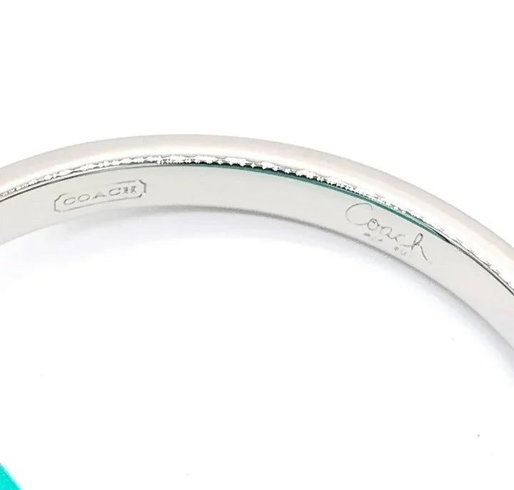 $68 COACH Silver Tone Quarter Inch Nail Head Stud Yellow Bangle Bracelet NWOT