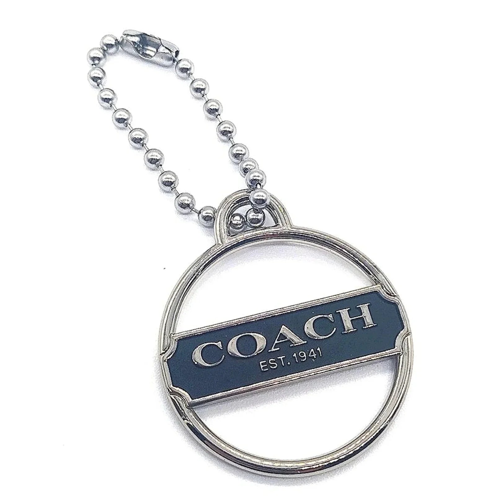 Rare COACH Keychain Fob Black Enamel Medallion Purse Charm Tag Retired