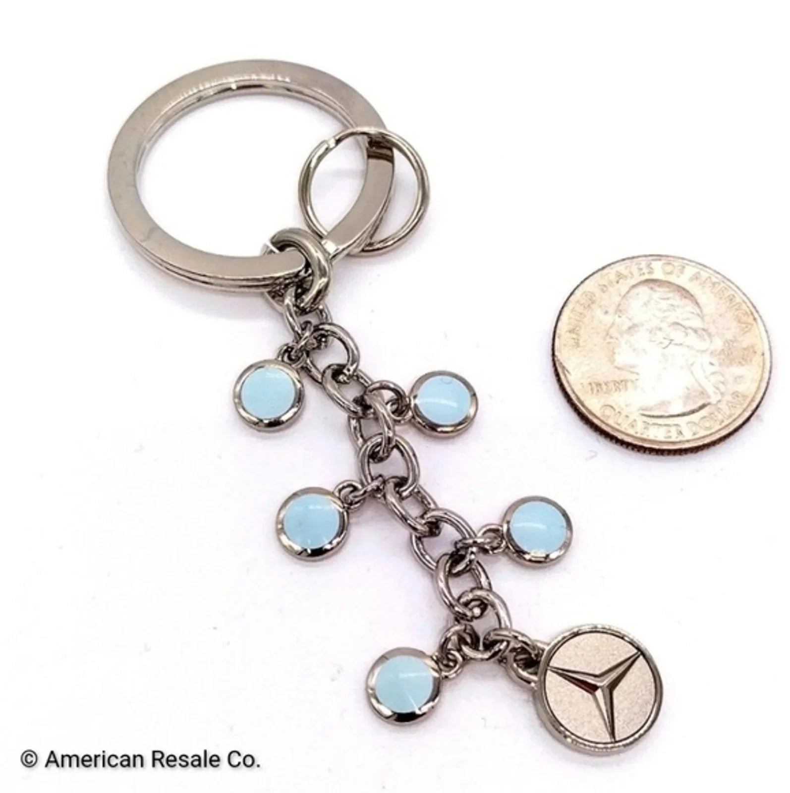 Genuine Mercedes Benz Multi Charm  Keychain Fob Purse Charm Silver and Blue-OEM