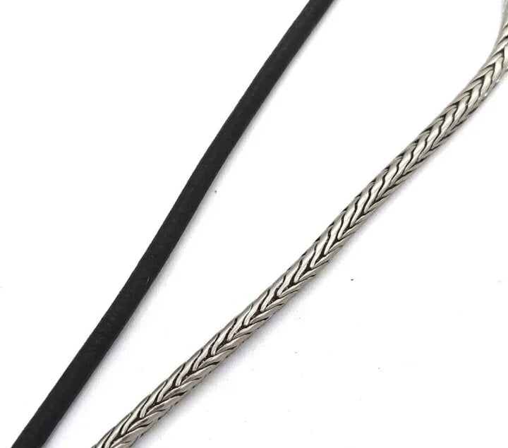 Alexander McQueen 26" Leather Cord Stainless Silver Combination Pendant Necklace