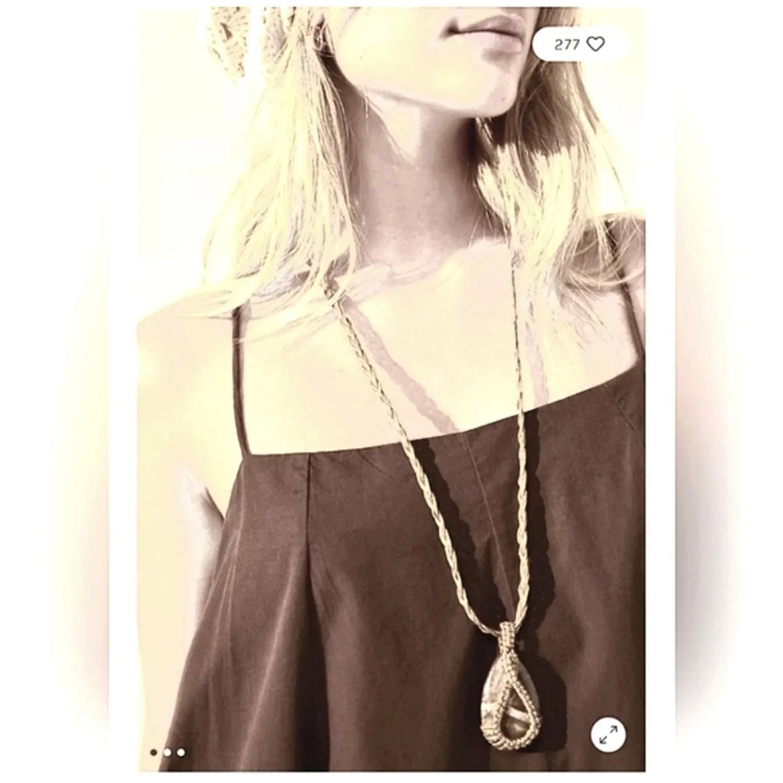 FREE PEOPLE Genuine Stone Pendant Boho Necklace-NWT $48