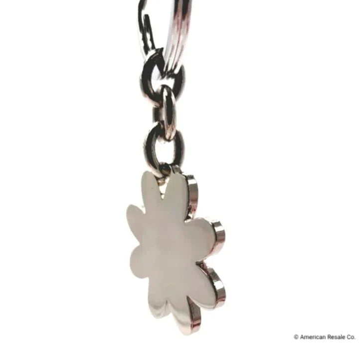 COACH Keychain Vintage PINK Enamel Daisy Keychain  Fob Purse Charm-Rare