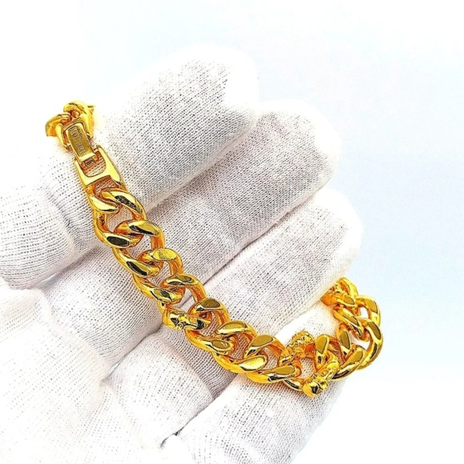 Alexander McQueen Gold Skull Motif 8" Bracelet