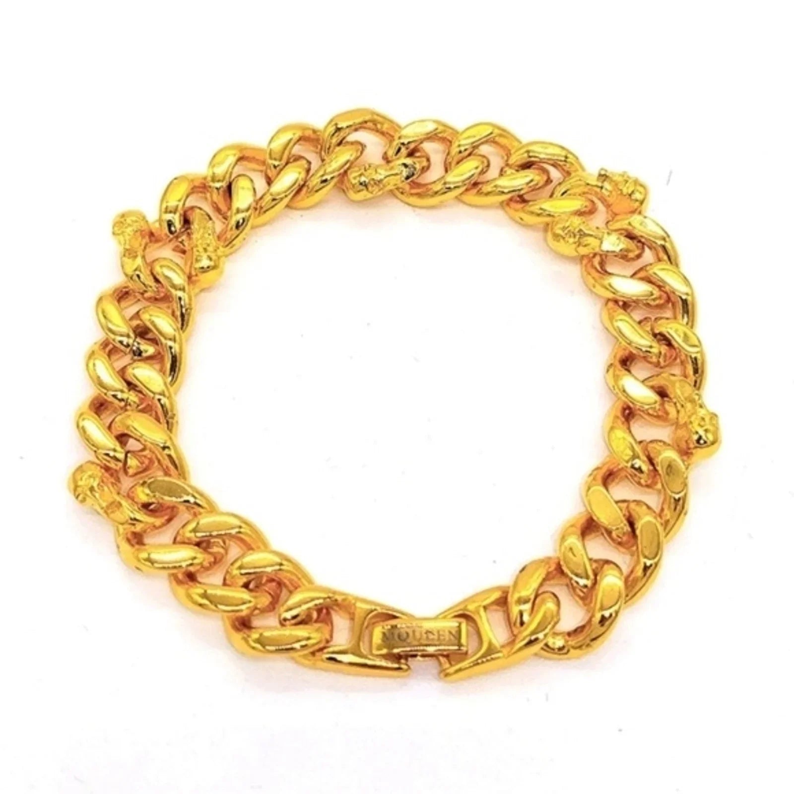 Alexander McQueen Gold Skull Motif 8" Bracelet