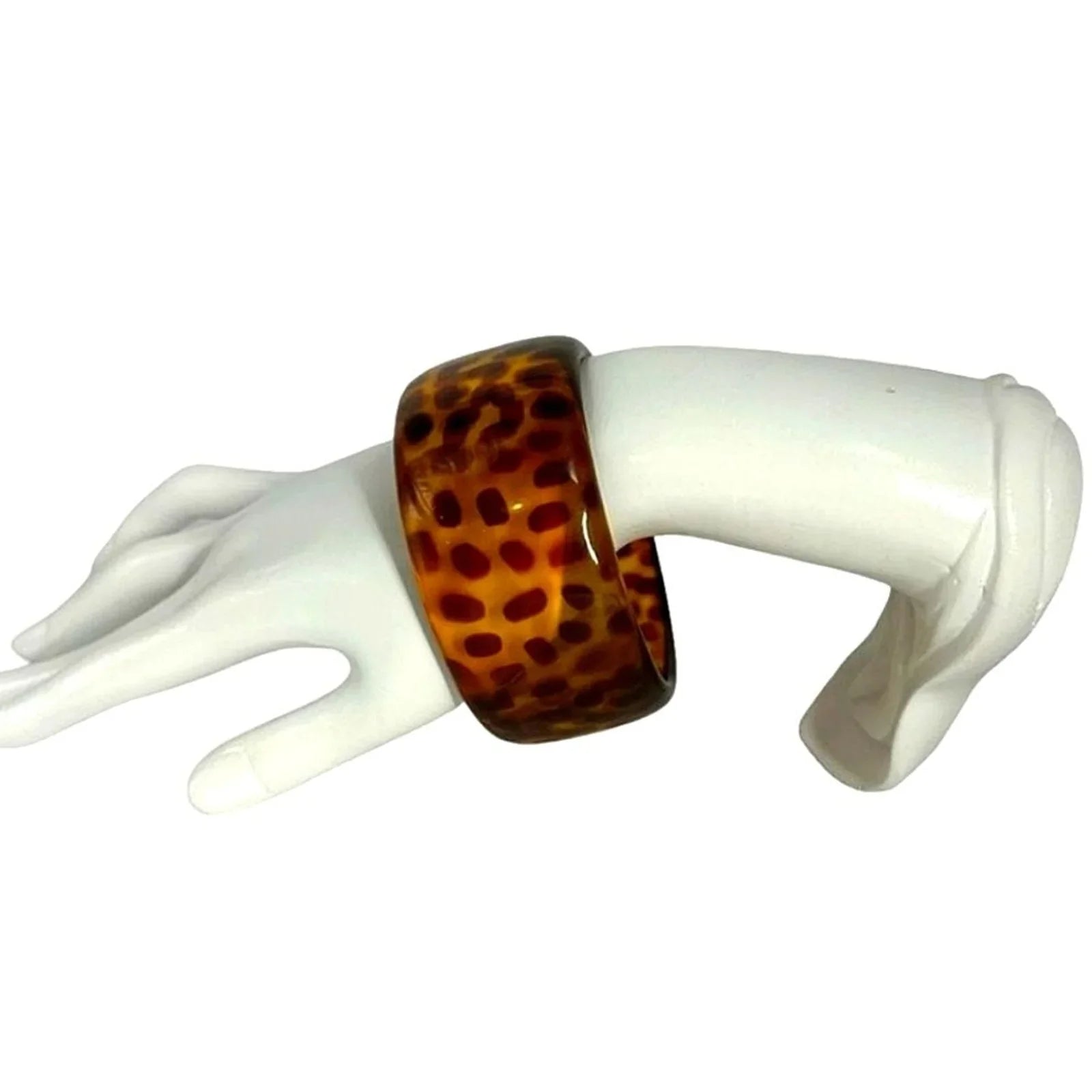 New Vintage JOAN RIVERS Signed Lucite Simulated Tortoise Bangle Bracelet-QVC