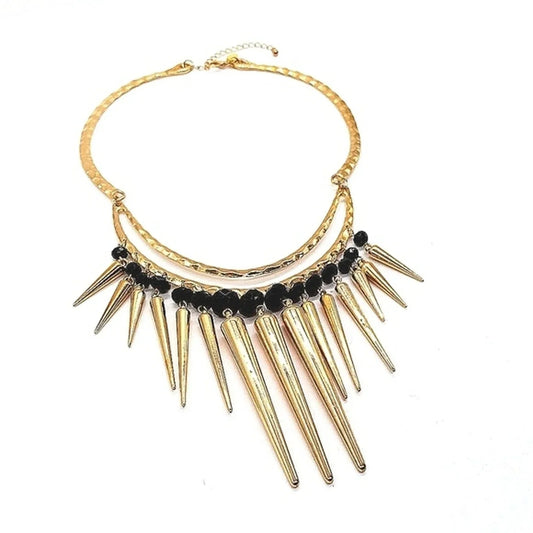 NEW CHICO'S Gold Hammered Statement Collar Bib Necklace