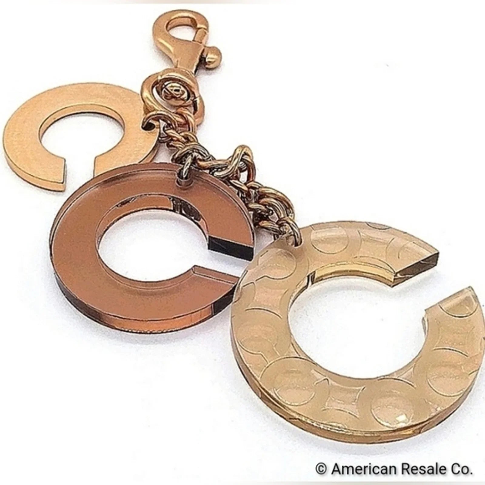 READ! Large COACH Triple C Trigger Snap Keychain Fob Purse Charm in Gold