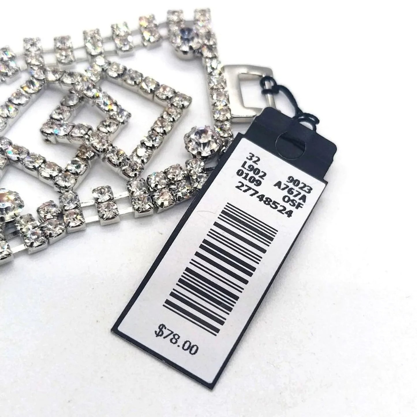$130 CACHE Designer Crystal Tennis Bracelet and ChandelierEarrings Set-Silver
