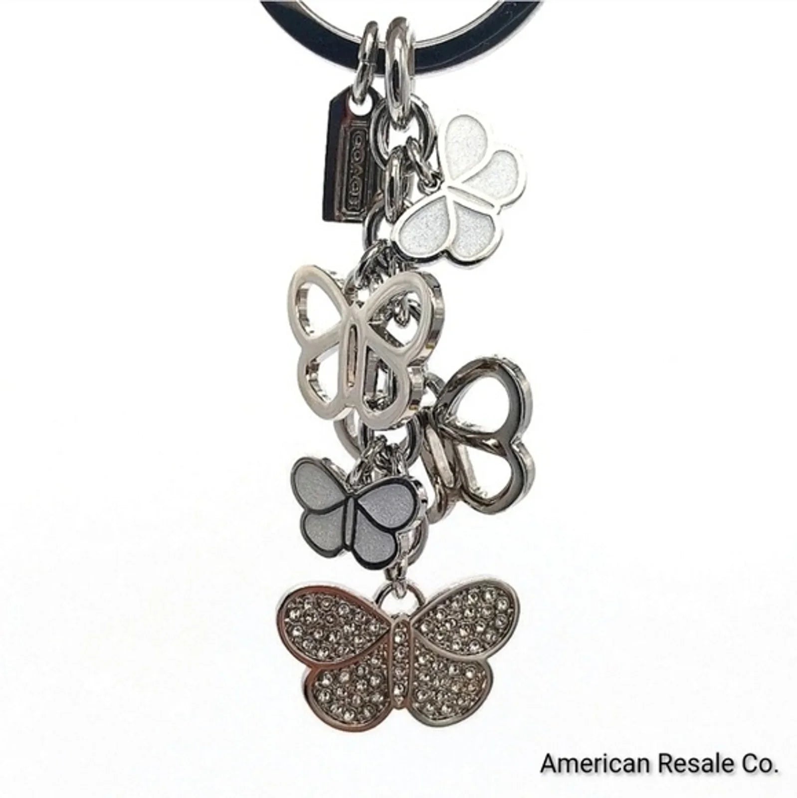Vintage COACH Multi Butterfly Pave Swarovski Crystal Keychain Purse Charm-Rare