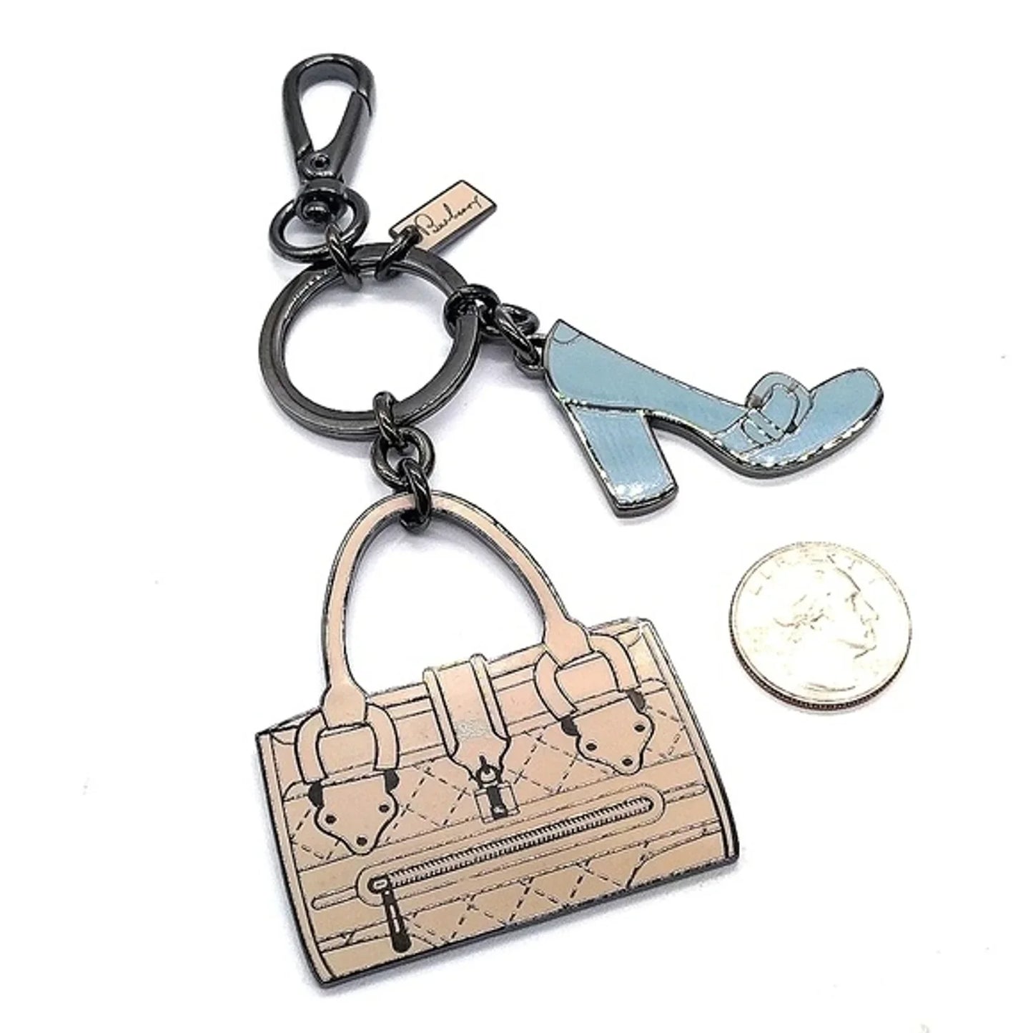 Vintage Burberry Plaid Purse and Heel Keychain FOB Tigger Snap Purse Charm