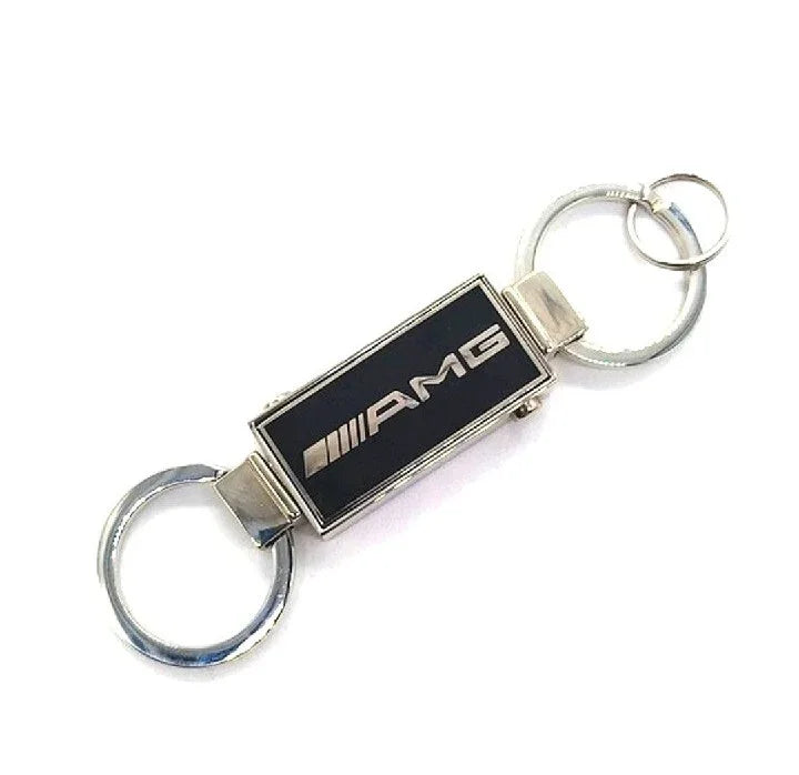 Black Mercedes Benz AMG Vintage Dual Keychain Fob Detachable for Valet-OEM-Rare.