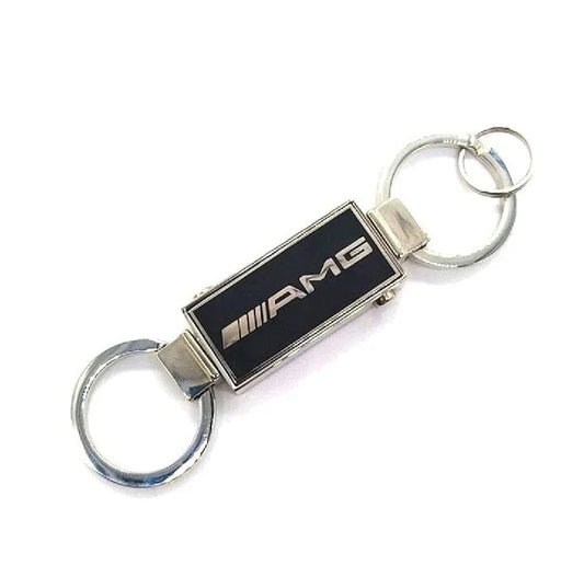 Black Mercedes Benz AMG Vintage Dual Keychain Fob Detachable for Valet-OEM-Rare.