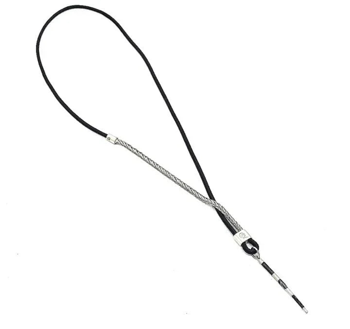 Alexander McQueen 26" Leather Cord Stainless Silver Combination Pendant Necklace