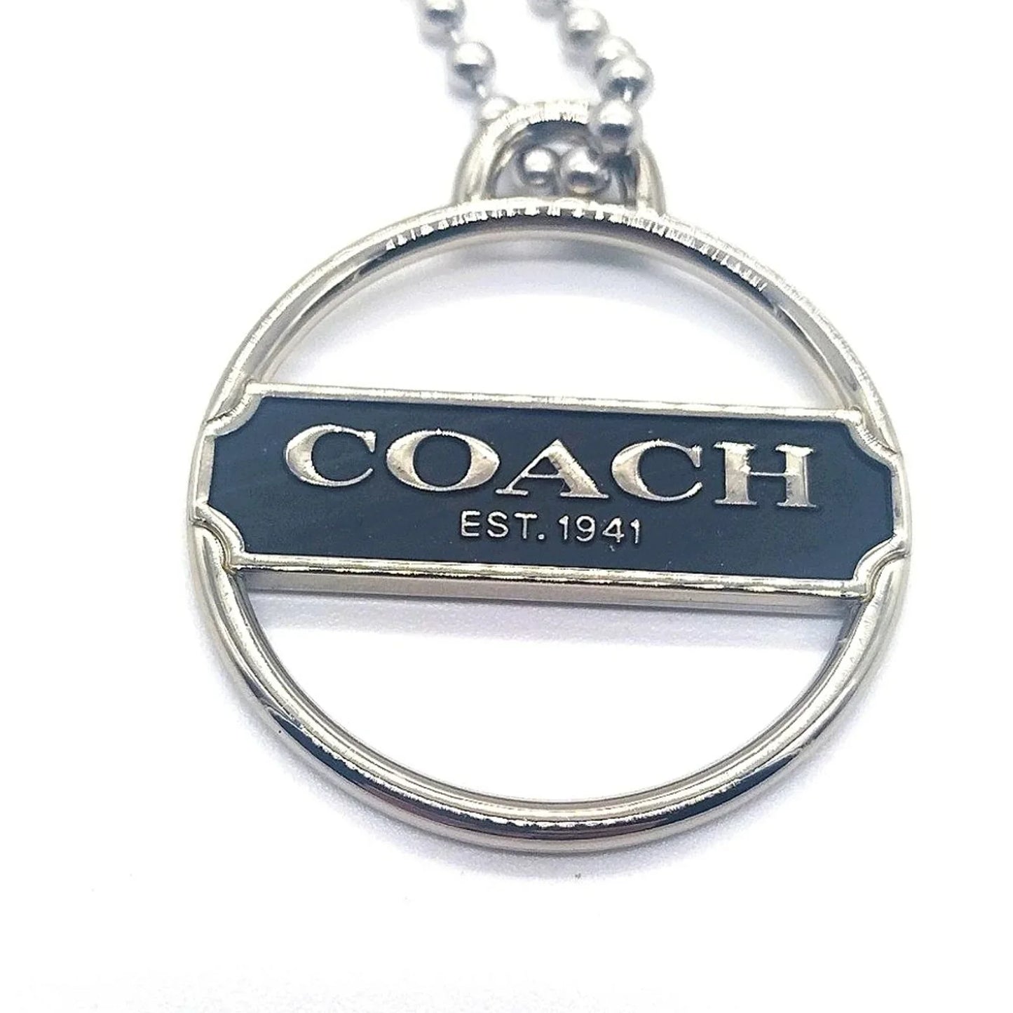 Rare COACH Keychain Fob Black Enamel Medallion Purse Charm Tag Retired