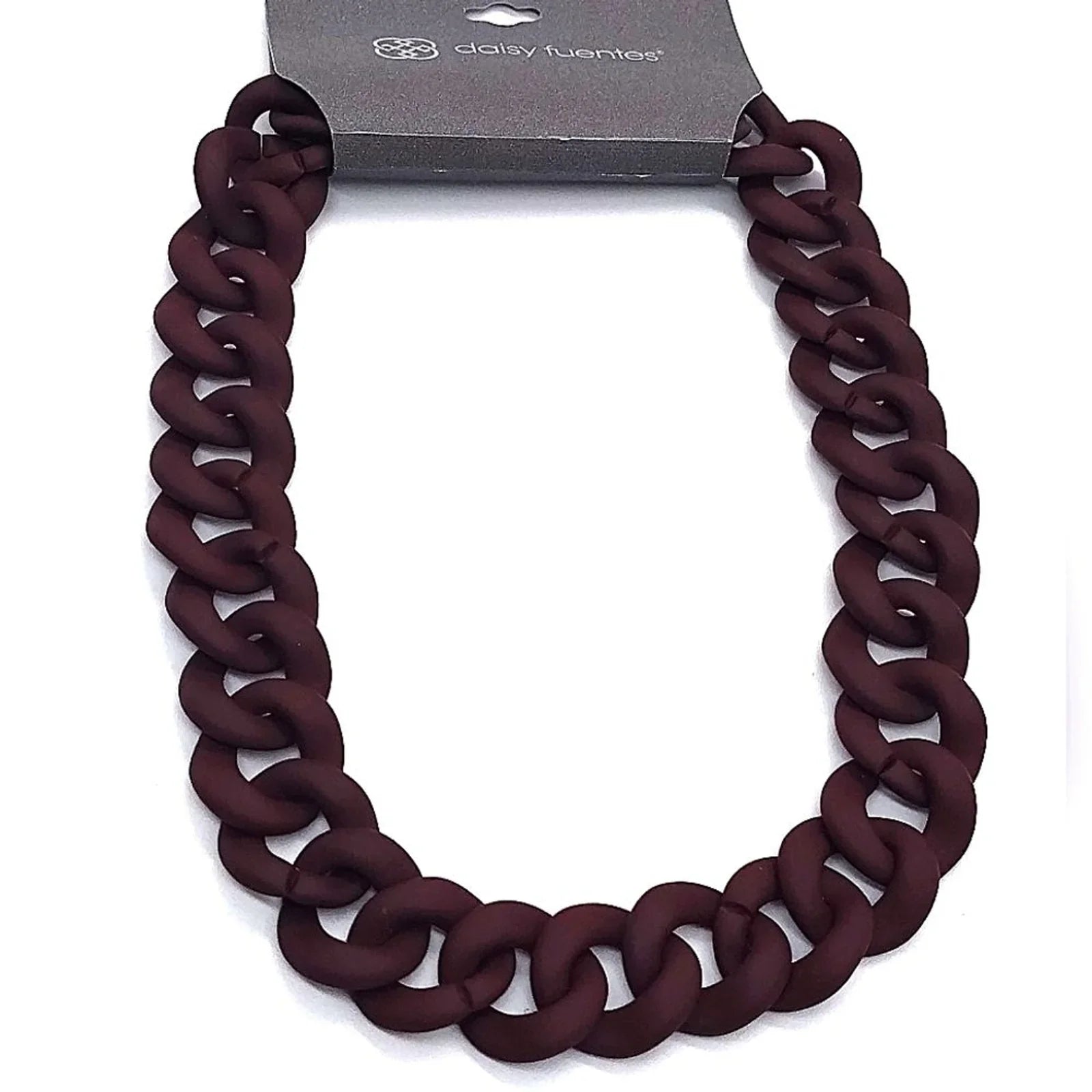 Rare Vintage DAISY FUENTES Resin Chain Link Necklace in Espresso Brown