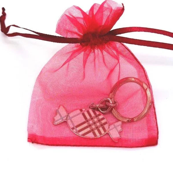 $129 Vintage BURBERRY Nova Check Candy Keychain Fob Purse Charm-Authentic