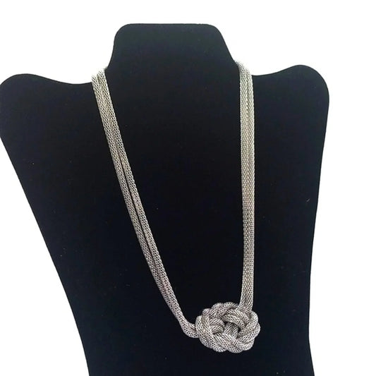 CHICO'S 18" Statement Pendant Knot Necklace with extension in Silver