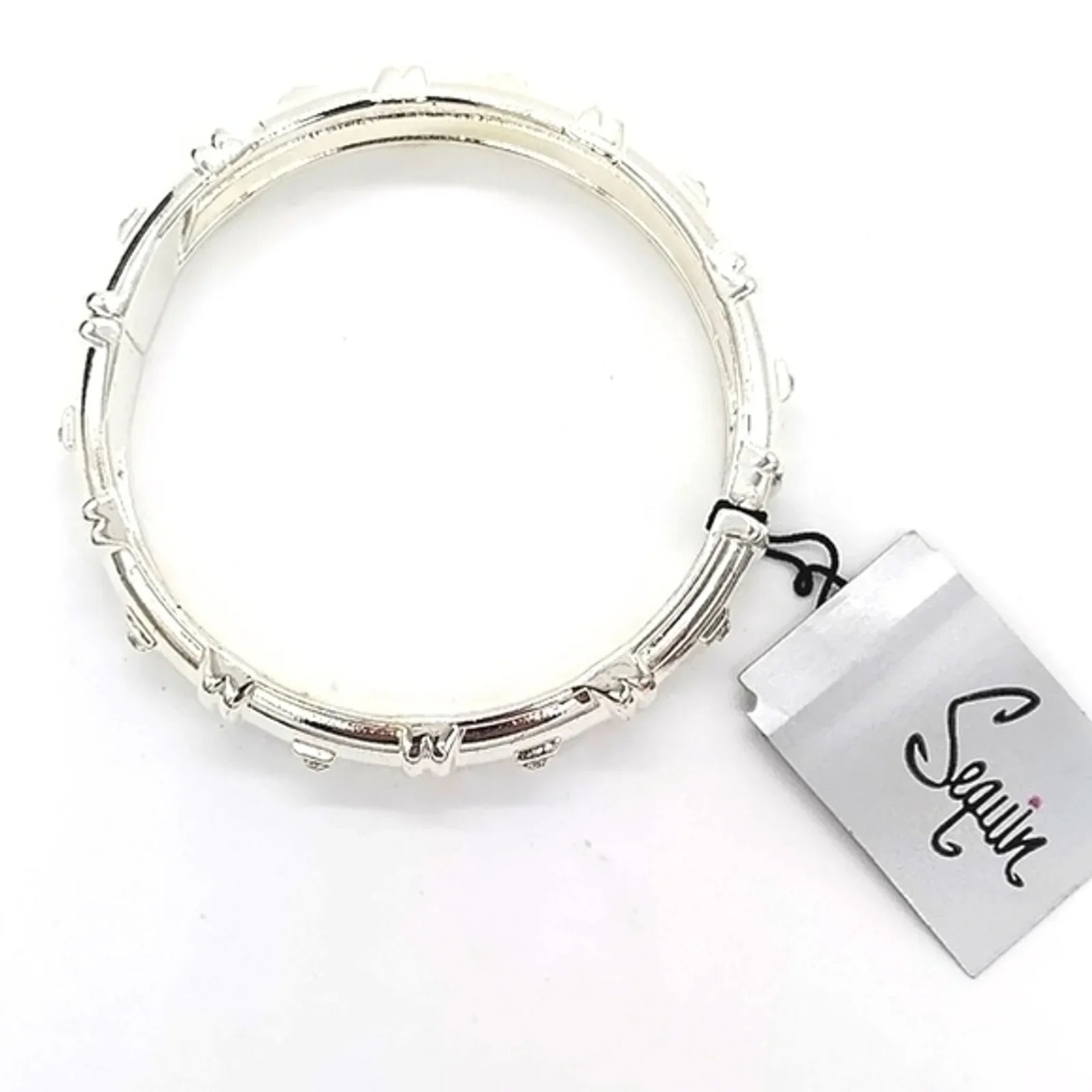 Sequin by Nordstrom Silver Cubic Zirconia Bangle Cuff Bracelet